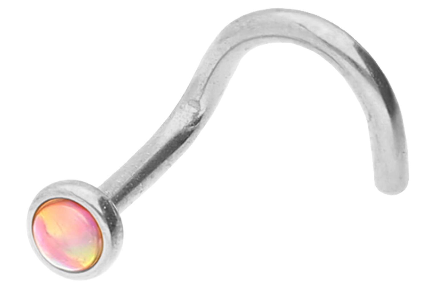 Chirurgenstahl Nasenstecker Nasenpiercing Spirale DISC + SYNTHETISCHER OPAL ++SALE++